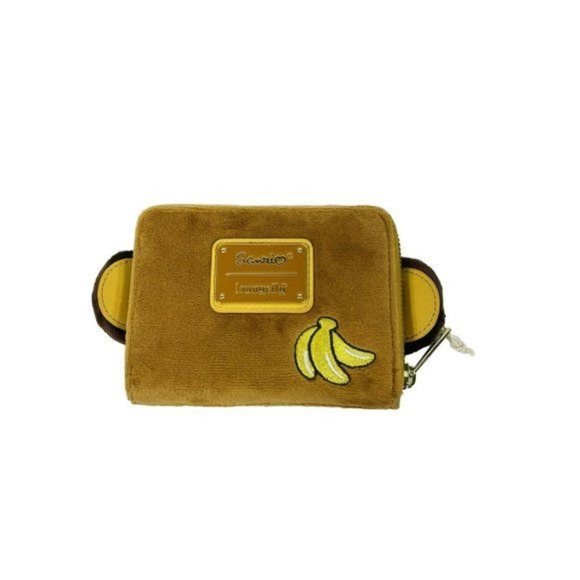 Loungefly Sanrio Monkichi Monkey Banana Scented Cosplay Zip Around Wallet Brown - Picture 4 of 7